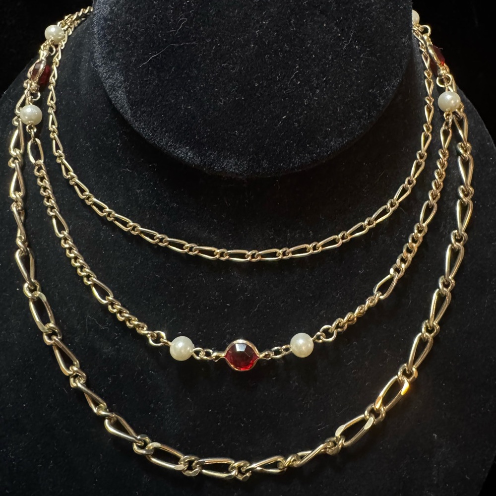 Vintage 3-Chain Draped Necklace